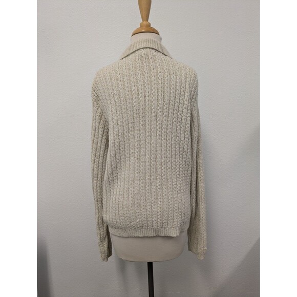 Vintage Jennifer Moore Ivory Open Knit Chunky Zip Up Sweater sz 8 Neutral Basic - Picture 7 of 10